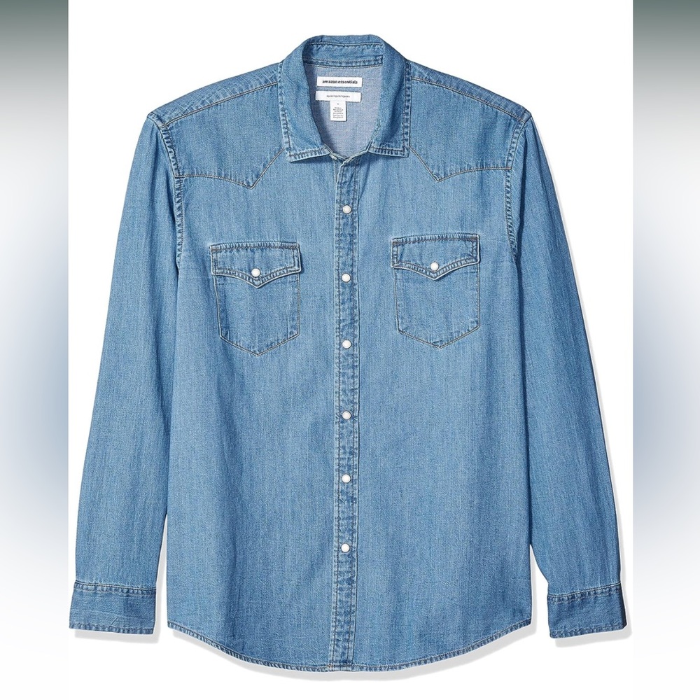 Amazon Essentials Men's Regular-Fit Long-Sleeve Denim Shirt